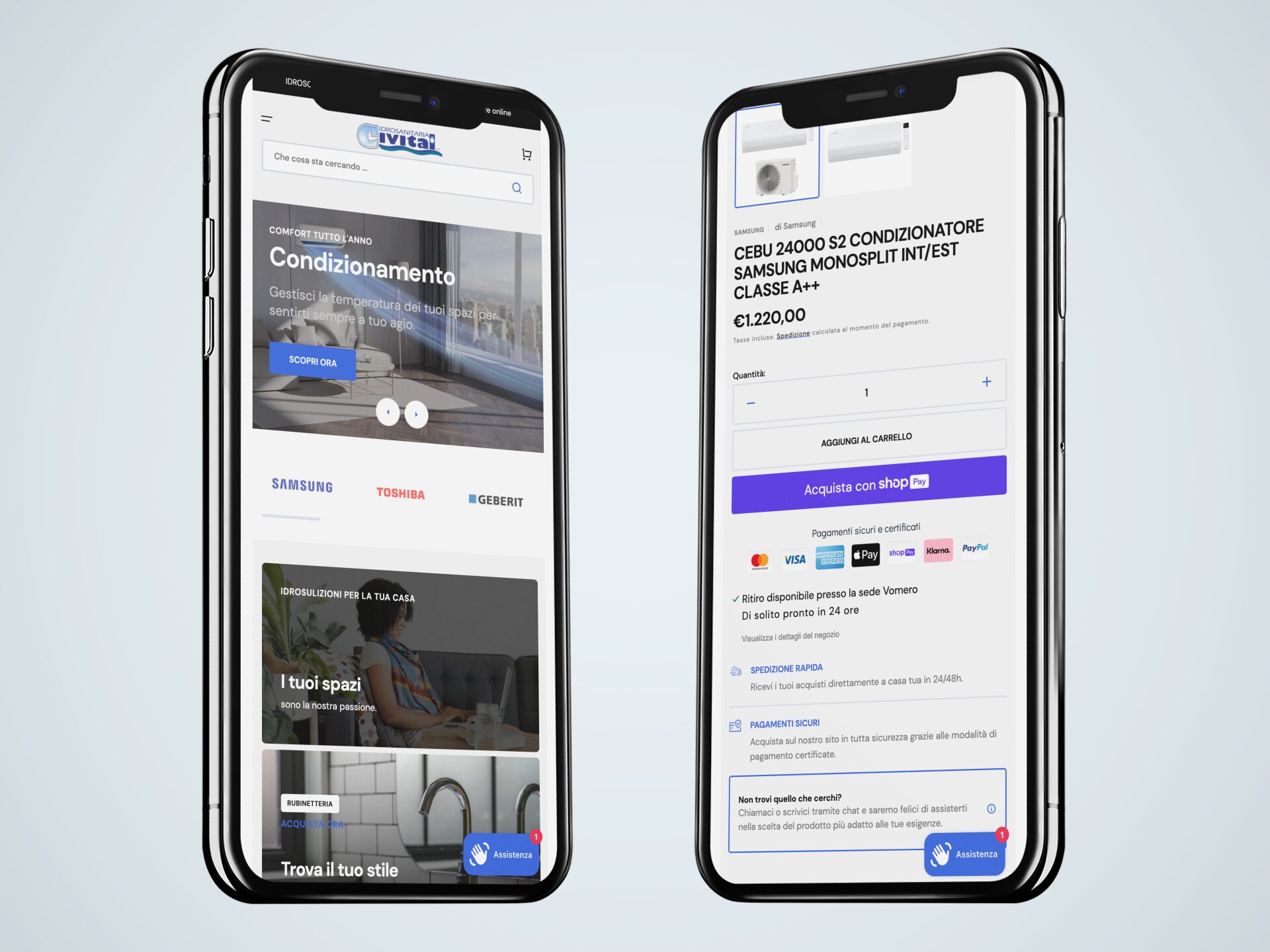 ecommerce idrosanitaria civital shopify wehub